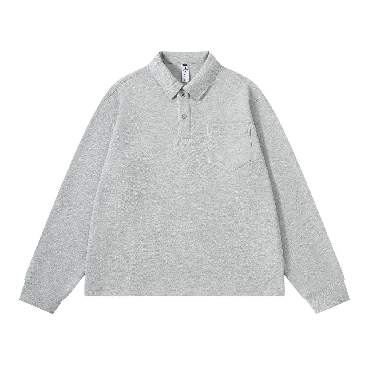 12 GREY COLLAR PLAIN LONGSLEEVE