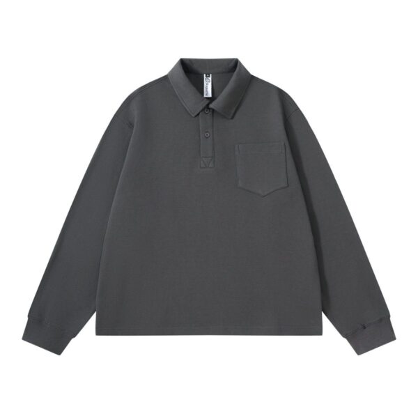 CHARCOAL GREY COLLAR  PLAIN LONGSLEEVE