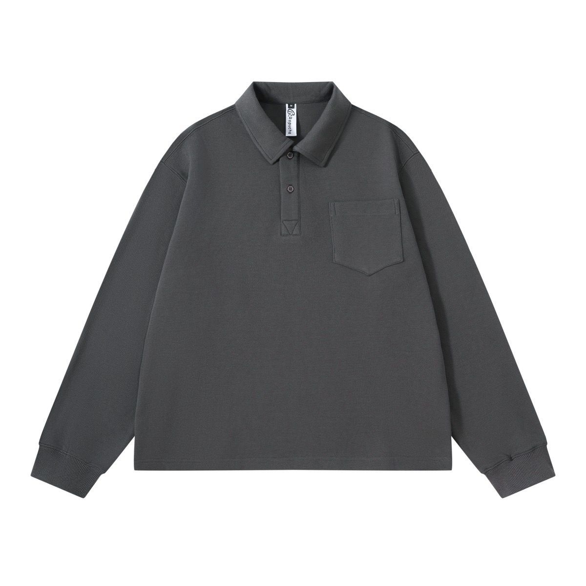 9 CHARCOAL GREY COLLAR PLAIN LONGSLEEVE