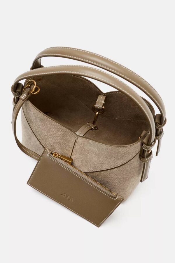 5828061434749848766 MINI BUCKET TOTE BAG WITH TOPSTITCHING