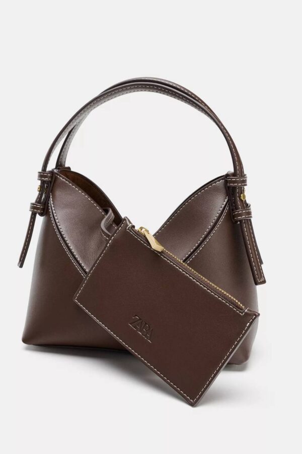 5830313234563534245 MINI BUCKET TOTE BAG WITH TOPSTITCHING