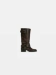 FEMALE LEATHER FLAT EMBROIDERED BOOTS