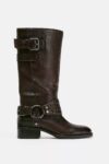 FEMALE LEATHER FLAT EMBROIDERED BOOTS