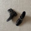 THE WHYTT CHAINED HARNESS RING LEATHER HEELED ANKLE BOOT IN BLACK