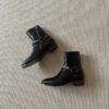 THE WHYTT CHAINED HARNESS RING LEATHER HEELED ANKLE BOOT IN BLACK