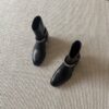 THE WHYTT CHAINED HARNESS RING LEATHER HEELED ANKLE BOOT IN BLACK