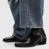 photo_5996750669051792868_x CROCODILE PYTHON HEELED ANKLE BOOT IN BLACK