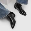 photo_5996750669051792870_x CROCODILE PYTHON HEELED ANKLE BOOT IN BLACK