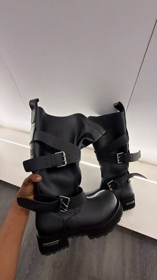 balenciaga black venom buckle boot
