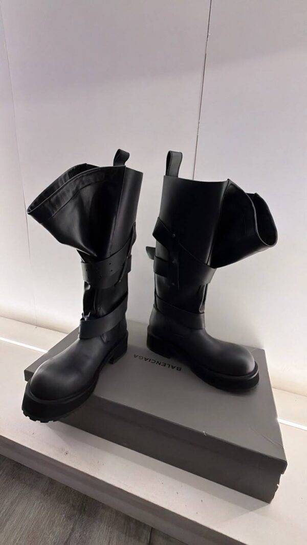 balenciaga black venom buckle boot